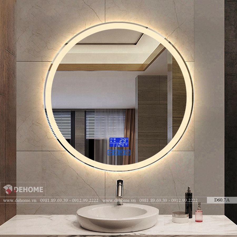 Gương Đèn Led Phòng Tắm Hình Tròn Full Tính Năng Dehome - D60.7A